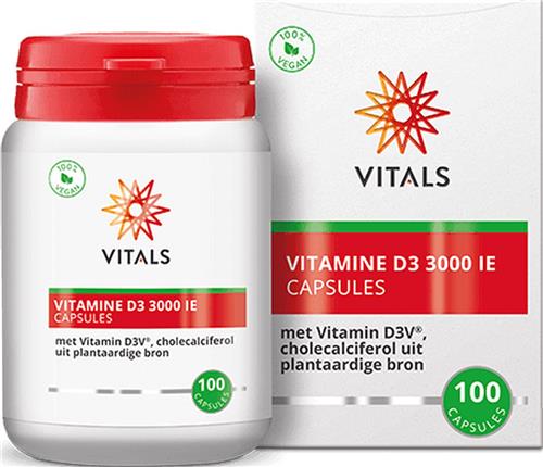 Vitals - Vitamine D3 - 3000 IE - 100 Capsules - de meest effectieve vorm van vitamine D