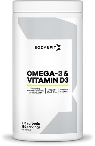 Body & Fit Omega-3 & Vitamine D3 - Visolie Capsules - Vitamine D3 1000 IU - 180 stuks