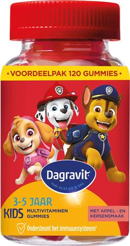 Dagravit Kids Paw Patrol Multivitaminen 3-5 jaar - Vitamine C en Zink ondersteunen het immuunsysteem - Voordeelverpakking - 120 gummies