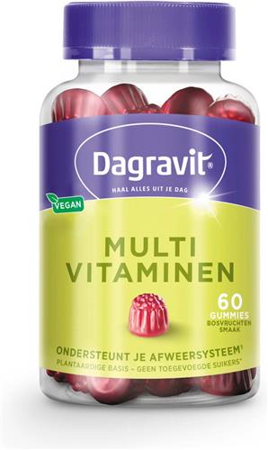 Dagravit Multivitaminen gummies Multivitaminen - Vitamine A, B6, B11, B12, C, D en het mineraal zink ondersteunen je afweersysteem - 60 gummies