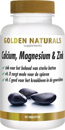 Golden Naturals Calcium, Magnesium & Zink (90 vegetarische tabletten)