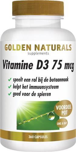 Golden Naturals Vitamine D3 75 mcg (360 softgel capsules)