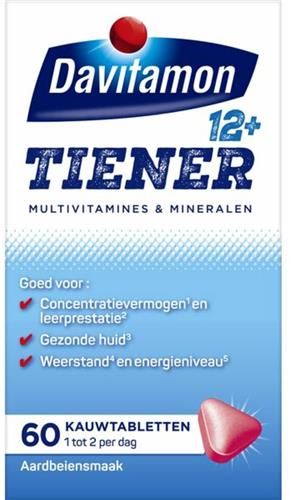 4x Davitamon Tiener 12+ Aardbei 60 kauwtabletten