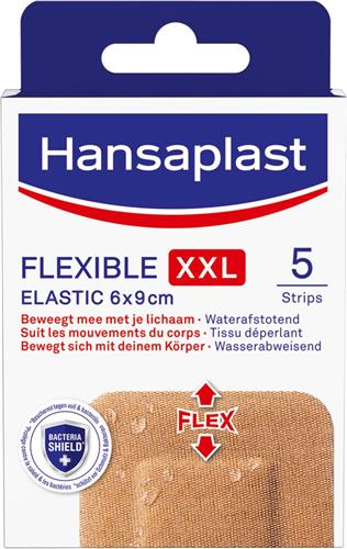 Hansaplast Flexible Elastic XXL Pleisters - Wondpleisters - Wondverzorging - Grote Pleisters - Eilandpleister 6x9 cm - 5 Stuks