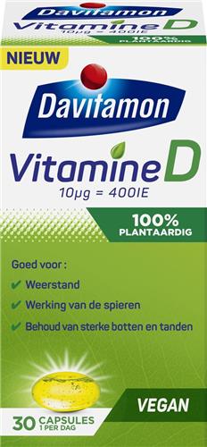 Davitamon Vitamine D - 1 per dag - 100% plantaardig - Vegan – Voedingssupplement - 30 vitamine d capsules