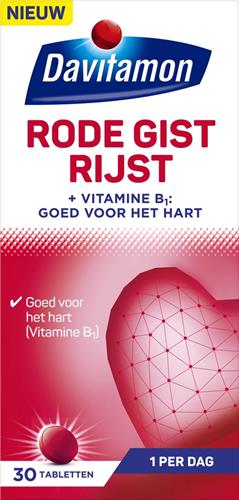 Davitamon Rode Gist Rijst tabletten - met vitamine B1 - voedingssupplementen - 30 tabletten