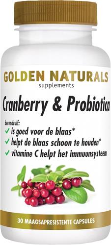 Golden Naturals Cranberry & Probiotica (30 veganistische maagsapresistente capsules)