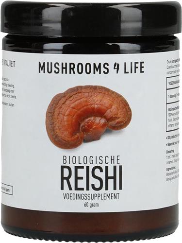 Mushrooms4Life / Reishi Paddestoel Poeder Biologisch – 60 gram