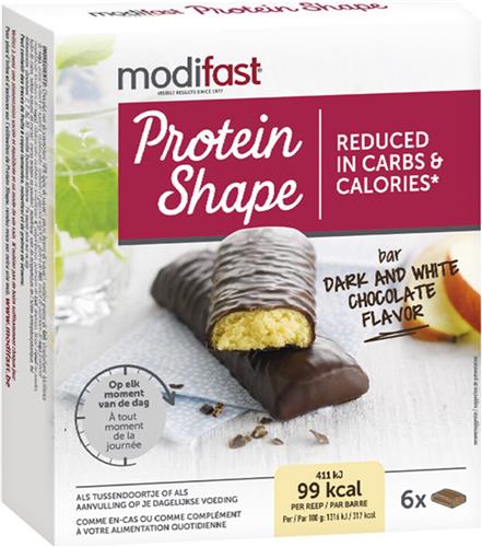 Modifast Protein Shape - Reep Pure & Witte Chocolade - 6 stuks - Eiwitreep