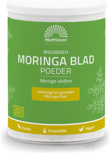 Mattisson - Biologisch Moringa Blad Poeder - Vegan Voedingssupplement - Bron van Mineralen - 125 Gram