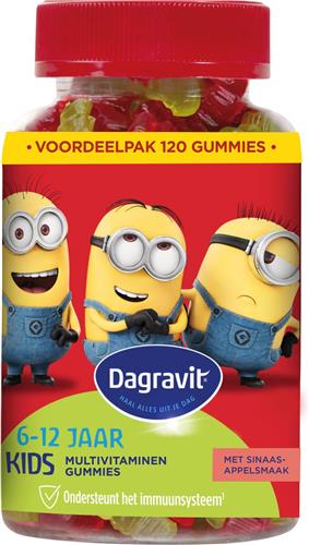 Dagravit Kids Vitaminions Multivitaminen 6-12 jaar - Vitamine C en Zink ondersteunen het immuunsysteem - Met 10 µg vitamine D - Voordeelverpakking - 120 gummies