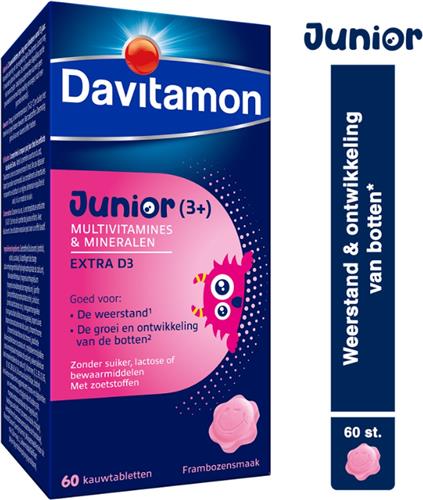 Davitamon® Junior Framboos Multivitamines - 60 Kauwtabletten Vanaf 3 Jaar