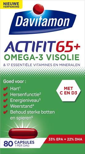 Davitamon Actifit 65+ Omega-3 Visolie - Capsules - 80 stuks