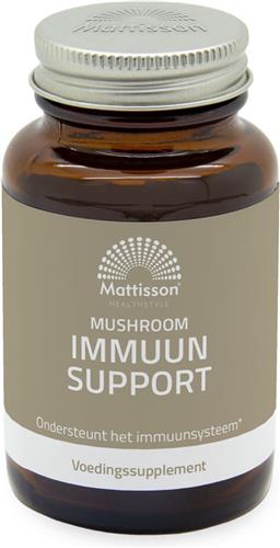 Mattisson - Mushroom Immuun Support - Lion’s Mane, Shiitake, Maiitake, Reishi, Cordyceps, Chaga en Zinkmethionine - Voedingssupplement Immuunsysteem - 60 Capsules