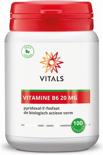 Vitals - Vitamine B6 - 20 mg - 100 Capsules - pyridoxal-5’-fosfaat, de biologisch actieve vorm