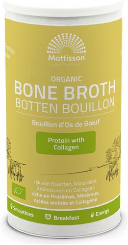 Mattisson - Runder Botten Bouillon Biologisch - Beef Bone Broth - Bottenbouillon Rijk aan Eiwitten, Mineralen, Aminozuren & Collageen - 180 gram