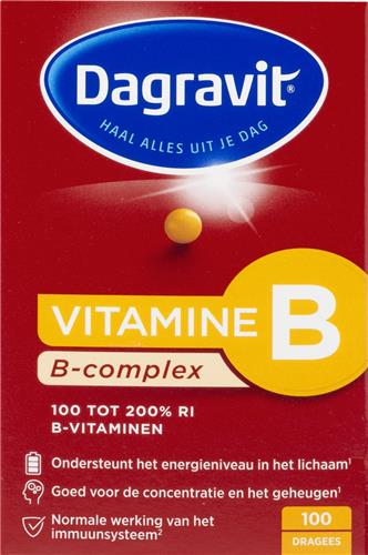 Dagravit Vitamine B B-Complex - Vitamine B1, B2, B3, B5 en B6 ondersteunen het energieniveau in het lichaam. - 100 tabletten