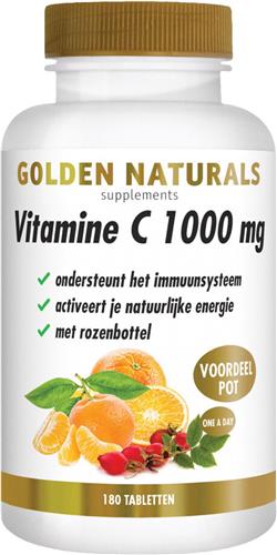 Golden Naturals Vitamine C 1000mg met rozenbottel (180 veganistische tabletten)