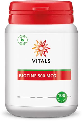 Vitals - Biotine 500 mcg - 100 Capsules - bevat een hoge dosering in zuivere vorm