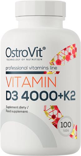 Supplementen - Vitaminen - Vitamin D3 4000 IU + K2 - 100 Tablets - OstroVit