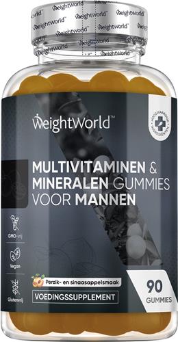 WeightWorld Multivitaminen Man - 90 vegan gummies - 12 belangrijke vitaminen en mineralen - Met Maca en Panax Ginseng