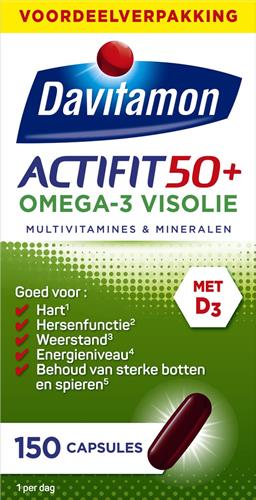 Davitamon Actifit 50+ Omega3 - Multivitamine voor 50 plussers  - 150 capsules - Voedingssupplement