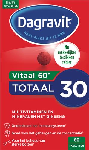 Dagravit Vitaal 60+ Multivitaminen - Ondersteunt het immuunsysteem (1) - 60 tabletten