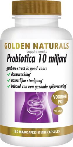 Golden Naturals Probiotica 10 miljard (180 veganistische maagsapresistente capsules)