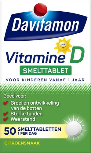 Davitamon Vitamine D Kinderen - Groei en Ontwikkeling - Voedingssupplement - Smelttablet 50 stuks