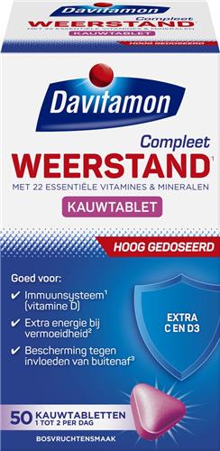 Davitamon Compleet Weerstand Forte met vitamine D - Multivitaminen en mineralen - Kauwtabletten 50 stuks