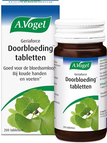 A.Vogel Geriaforce Doorbloeding tabletten - Ginkgo biloba is goed voor de bloedsomloop en bij koude handen en voeten.* - 200 st