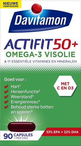 Davitamon Actifit 50+ Omega3 visolie - Multivitamine voor 50 plussers  - 90 capsules - Voedingssupplement