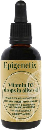 Epigenetix - Vitamin D3 Drops - 50 ml - In olijfolie voor een optimale opname, ondersteuning van het immuunsysteem, bevordering van de botgezondheid, bevordering van sterke tanden en botten