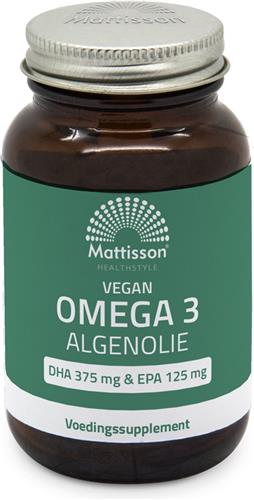 Mattisson - Vegan Algenolie Omega 3 500 mg - DHA 375 mg & EPA 125 mg - Vegan Voedingssupplement - 60 Capsules