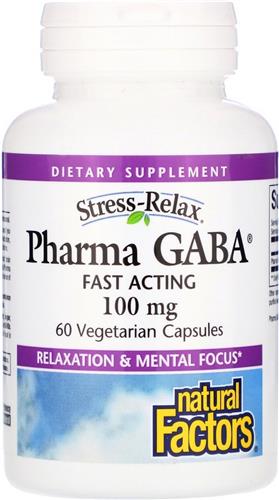 Natural Factors, Stress Relax, Pharma GABA, 100 mg, 60 vegetarische capsules