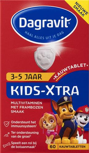 Dagravit Kids-Xtra Paw Patrol Multivitaminen 3-5 jaar - Vitamine A, C en de mineralen zink en selenium ondersteunen het immuunsysteem. - 60 kauwtabletten