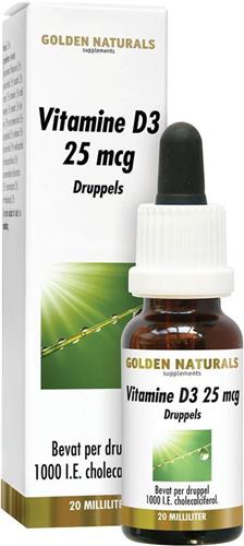 Golden Naturals Vitamine D3 25 mcg druppels (20 milliliter)