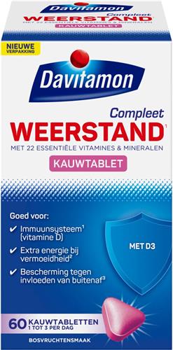 4x Davitamon Compleet Weerstand Hoog Gedoseerd Bosvruchten 50 kauwtabletten