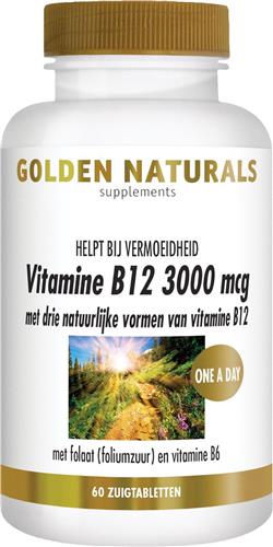 Golden Naturals Vitamine B12 3000mcg (60 veganistische zuigtabletten)