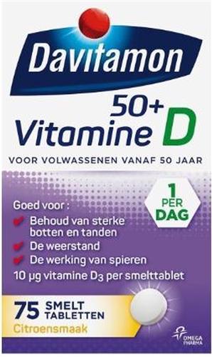 Davitamon Vitamine D 50+ Voedingssupplement met vitamine D voor 50 plussers -  Smelttabletten 75 stuks