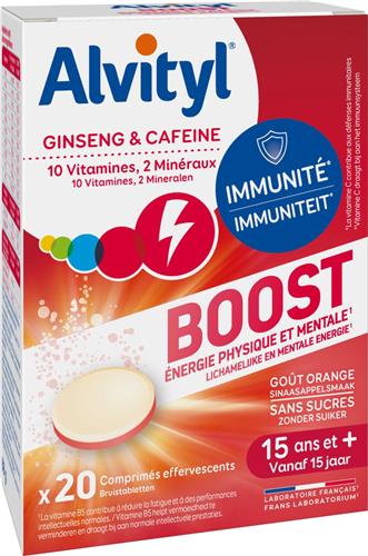 Alvityl Boost Bruistabletten - 20 Tabletten - Voor Fysieke en Mentale Energie - Ginseng & Caffeïne - Voor 20 dagen