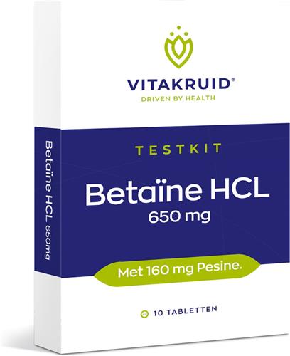 Vitatkruid Testkit Betaine HCL 650 mg & pepsine 160 mg - 10 tabletten