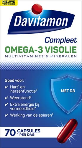 Davitamon Compleet + Omega 3 Visolie - Multivitamine - Voedingssupplement - 70 Capsules