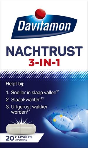 Davitamon Nachtrust 3-in-1 – Voedingssupplement – 20 nachtrust tabletten