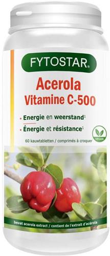 Fytostar Acerola C 500 - Vitaminen -Voor weerstand - Vitamine C - 60 kauwtabletten