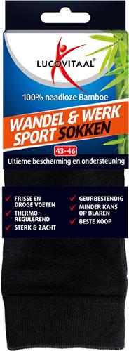 Lucovitaal Bamboe wandel werk sportsokken maat 43-46 (1paar)