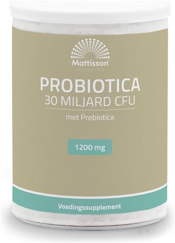 Mattisson - Pre en Probiotica 30 miljard CFU - Afkomstig uit Sunfiber (Guarboonvezel) - Voedingssupplement Darmflora - Vegan - 125 Gram