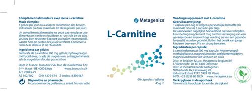 Metagenics L Carnitine 60 capsules