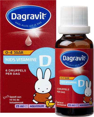 Dagravit Kids Vitamine D Aquosum - Vitamine D speelt een rol bij de botaanmaak - Nijntje - 25 ml