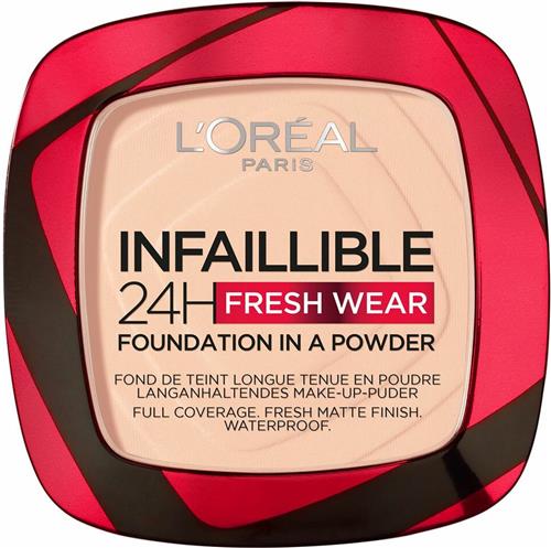 LOréal Paris Infaillible 24h Fresh Wear Foundation in a Powder - poeder - foundation en poeder in één - 24 uur lang een natuurlijke, egale en matte finish - geeft niet af - 180 Rose Sand - 9 gr.